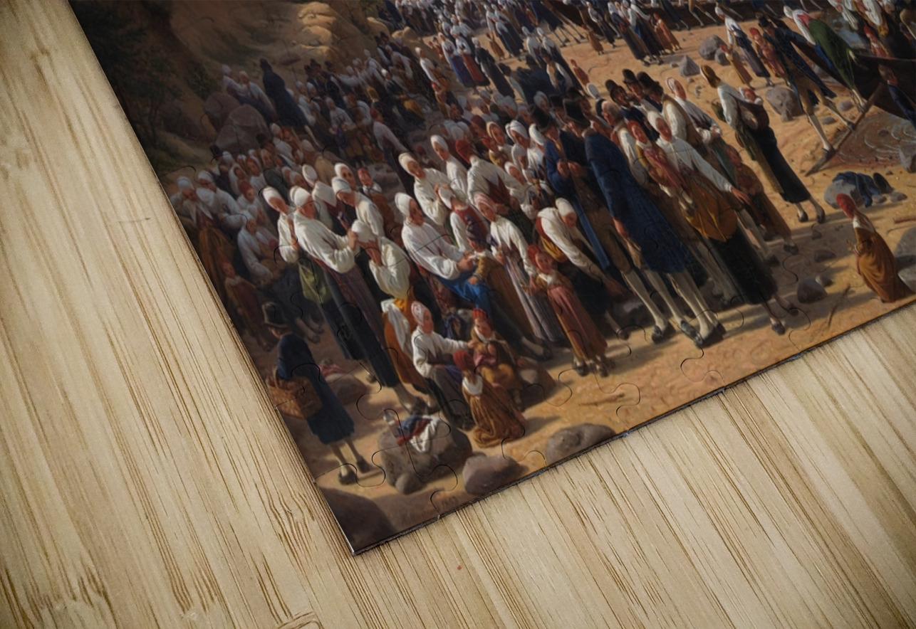 Church–Goers Arriving By Boat At The Parish Church Of Leksand On Siljan Lake. Sweden [1853] by Wilhelm Marstrand [1810–1873] MyCozyFineArt Puzzle