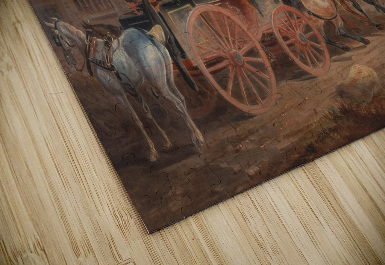 Mail Coaches on the Road– the Quicksilver’ Devonport–London Royal Mail about to Start with a new Te… by Charles Cooper Henderson [1803–1877] MyCozyFineArt Puzzle