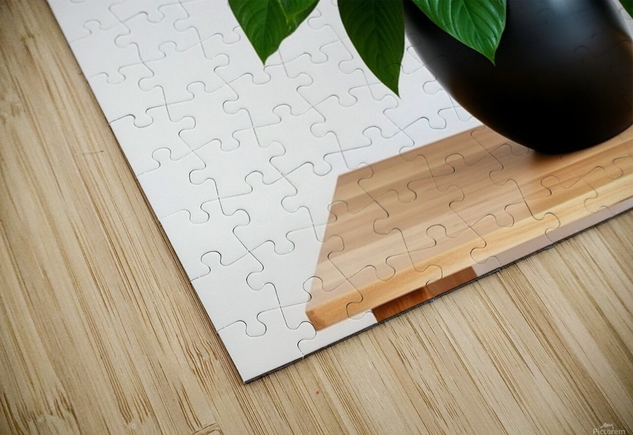 Vibrant Green Plant in Modern Black Pot Carole Bally Puzzle