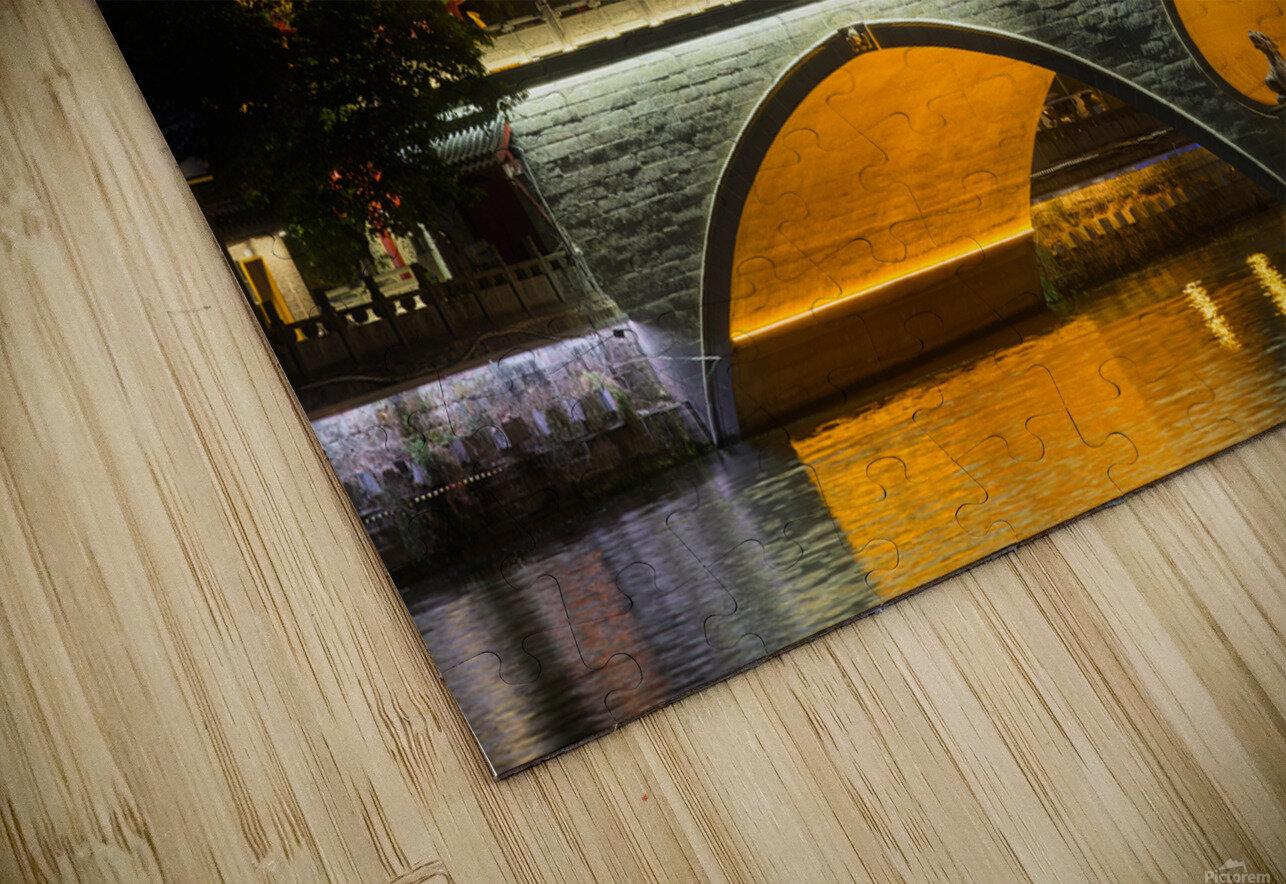 Nighttime Serenity Over Anshun Bridge in Chengdu. Philippe Lejeanvre Puzzle