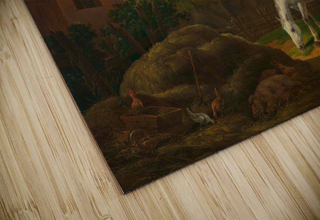 Pferd und Kuh im Wirtschaftshof [1832] by Alexander Johann Dallinger von Dalling [1783–1844] MyCozyFineArt Puzzle