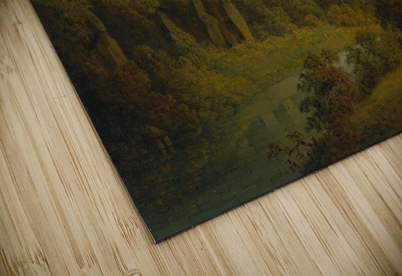 Matlock Dale. Looking toward Black Rock Escarpment by Joseph Wright of Derby [1734–1797] MyCozyFineArt Puzzle