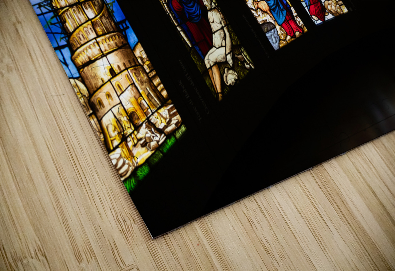 Colored glass windows of the Duomo church   Milan cathedral 16t Paolo Modena Puzzle