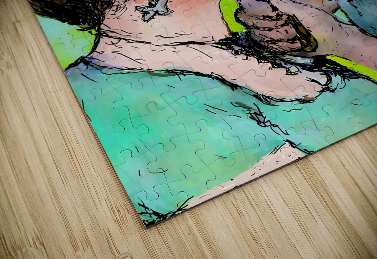 Lovers Kissing colored in   to be printed as 21 x Marc Melis Puzzle