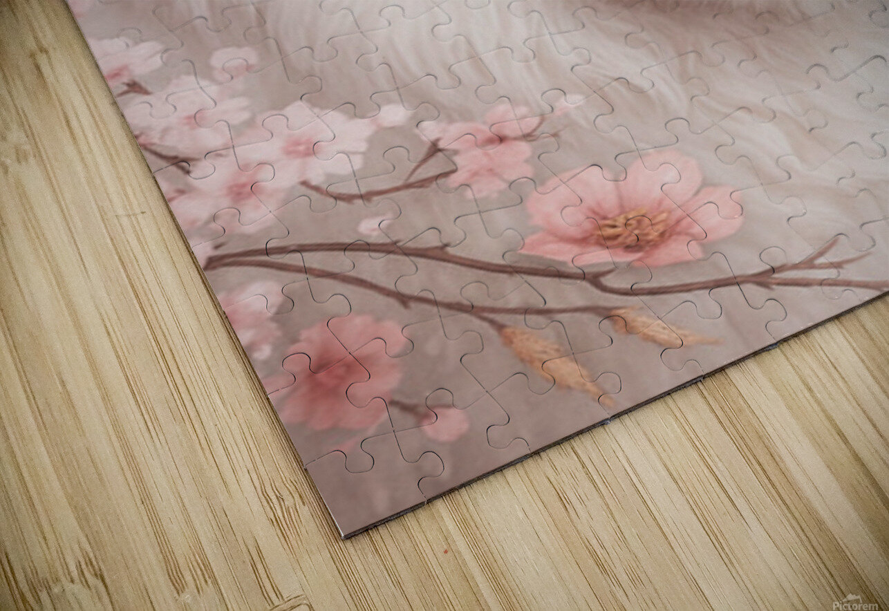 Majestic White Lion in Cherry Blossom Dream 1 Synth Art Emporium Puzzle