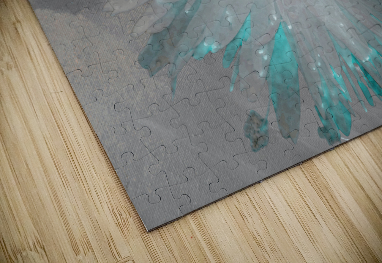 Turquoise Silver Daisy on Light Abstract Background Catriona Roberts Nature Photography and Designs Puzzle