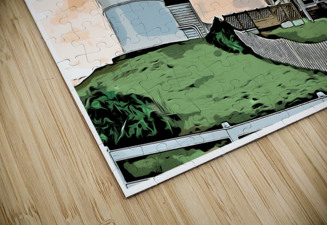 Sun Setting Behind Nobska Lighthouse on Cape Cod in Massachusetts - Illus. Allan Wood Puzzle