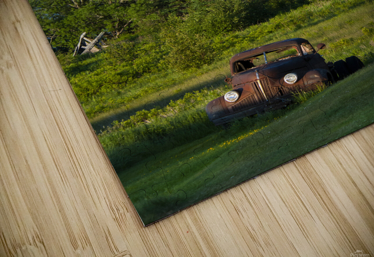 Rainbow by Old Truck in Field in Northern Maine Allan Wood Puzzle
