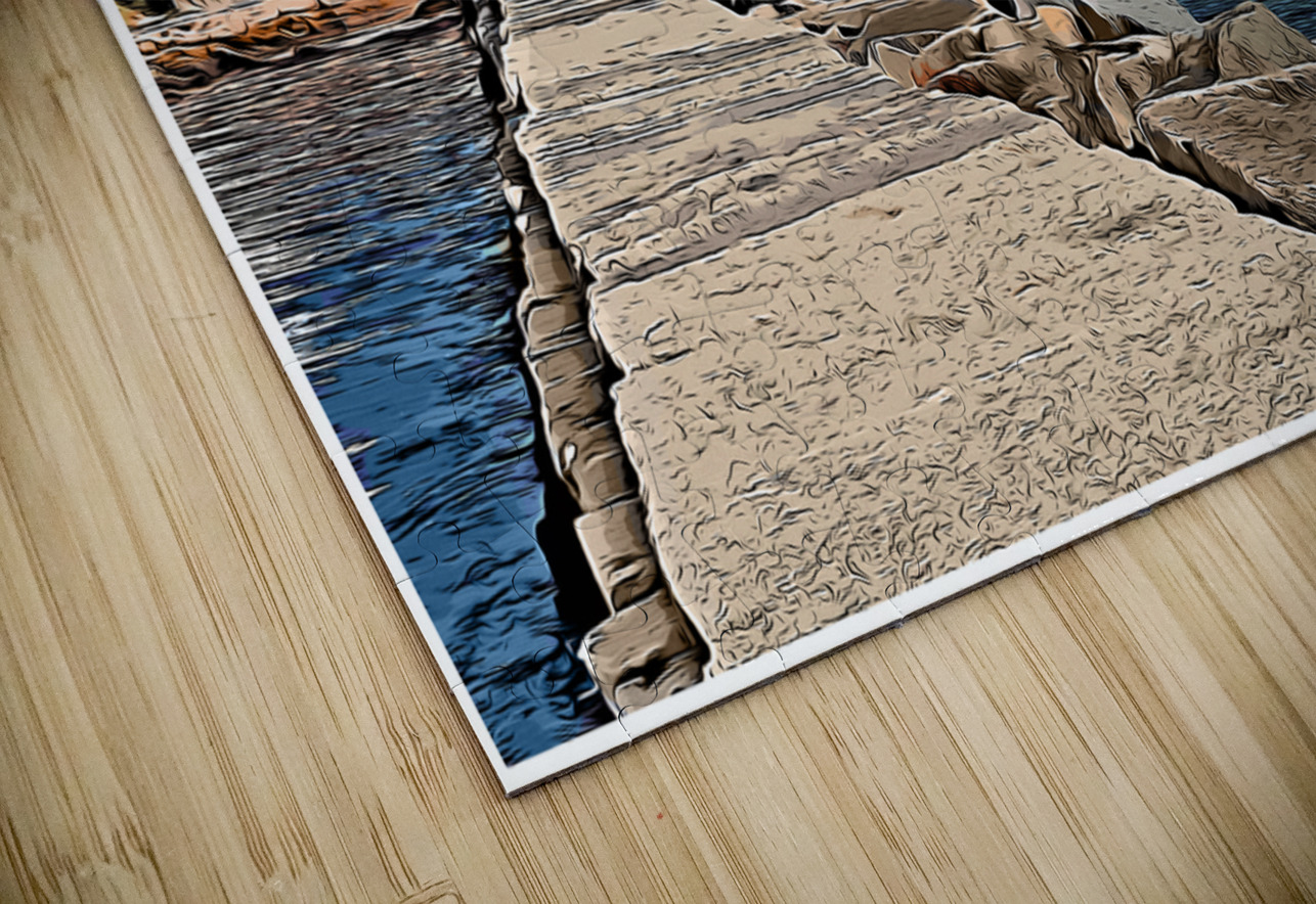 Fishing Near Eastern Point Light in Gloucester Massachusetts -Illus. Allan Wood Puzzle