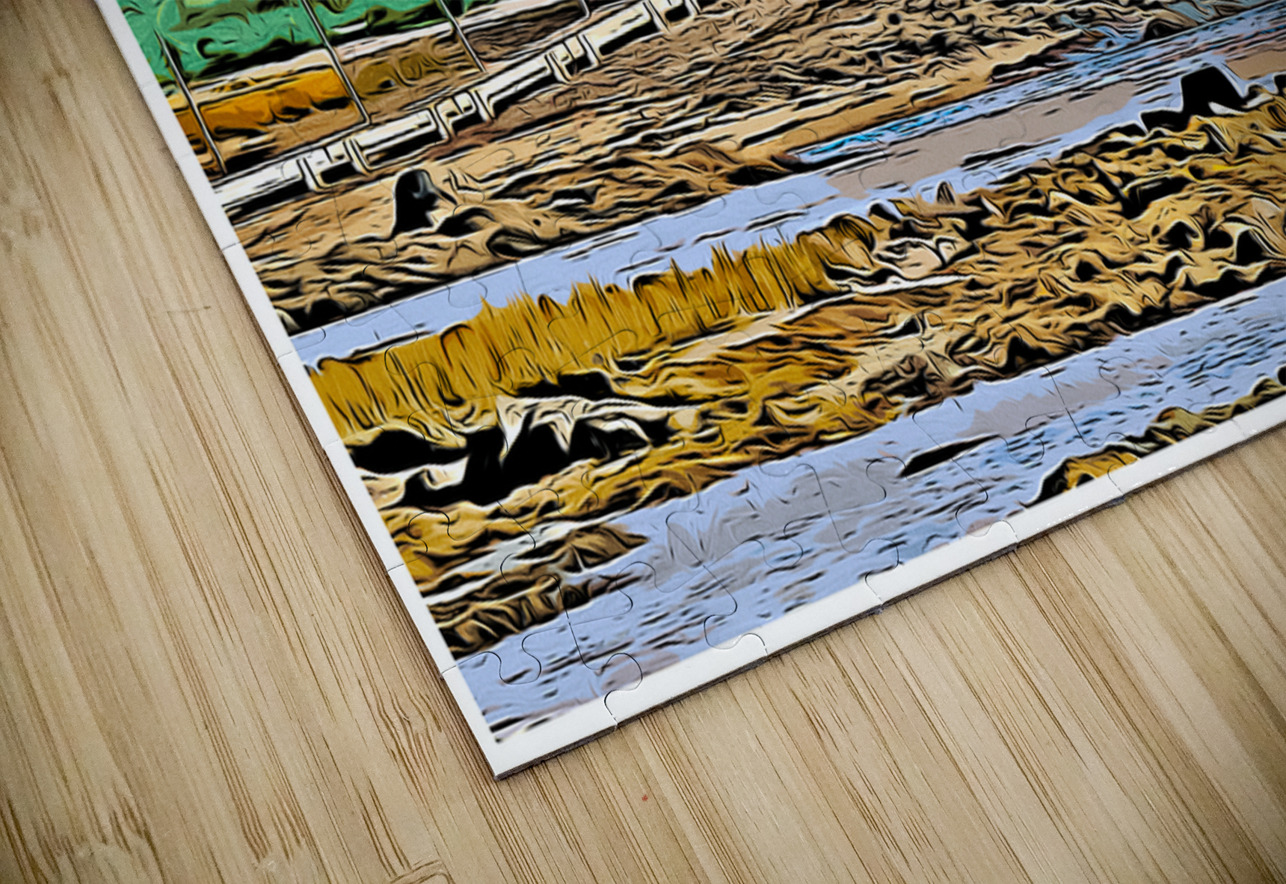 Cape Porpoise Lighthouse At Low Tide in Maine - Illus. Allan Wood Puzzle