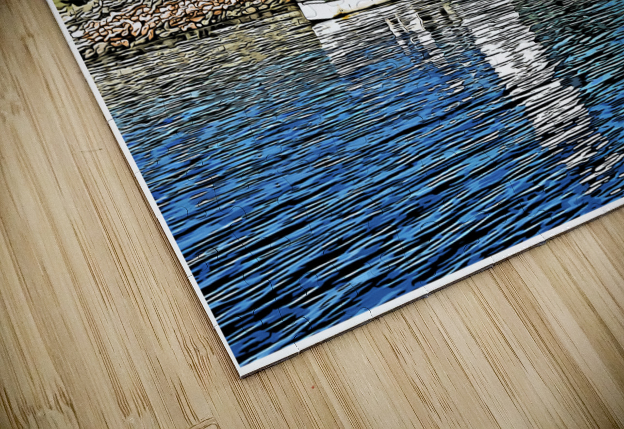 Lobster Boat by Grindle Point Lighthouse in Maine - Illus. Allan Wood Puzzle