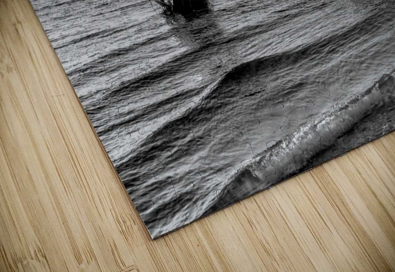 Gulf Breeze Evening Sailboat Grayscale Jennifer White Puzzle