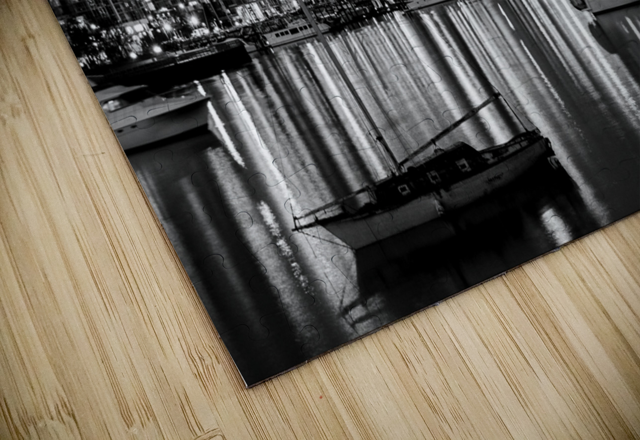 vancouver skyline toward yaletown  horizontal 329 Black And White Puzzle