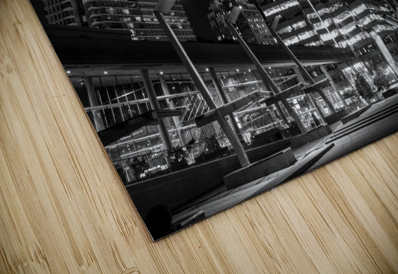 olympic cauldron poole plaza at night  horizontal Black And White Puzzle