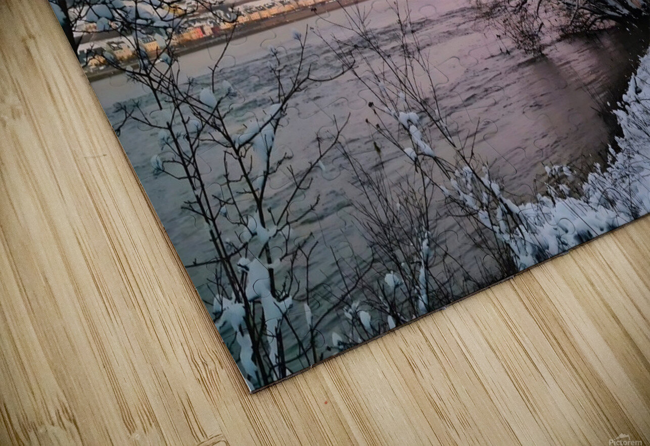 Snowy Sunset On Riversite Mr Apple Puzzle