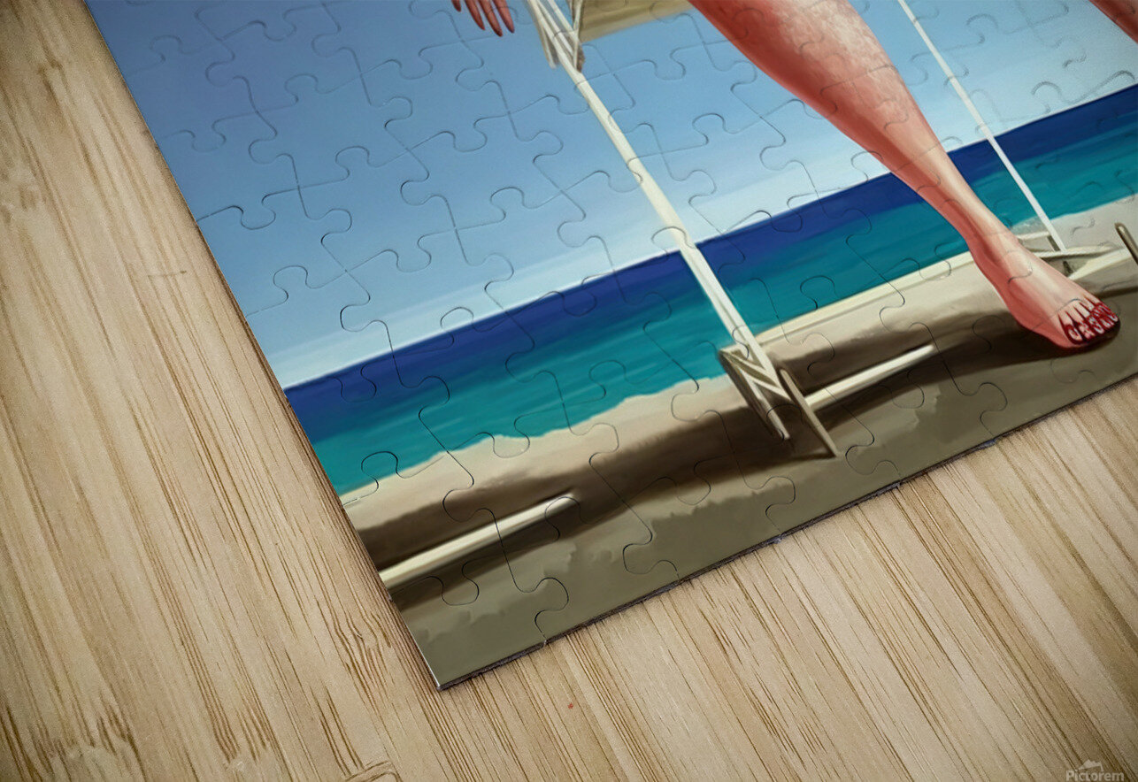 Ridiculous illustration of a man with a big belly on the beach Joaquin Corbalan Puzzle