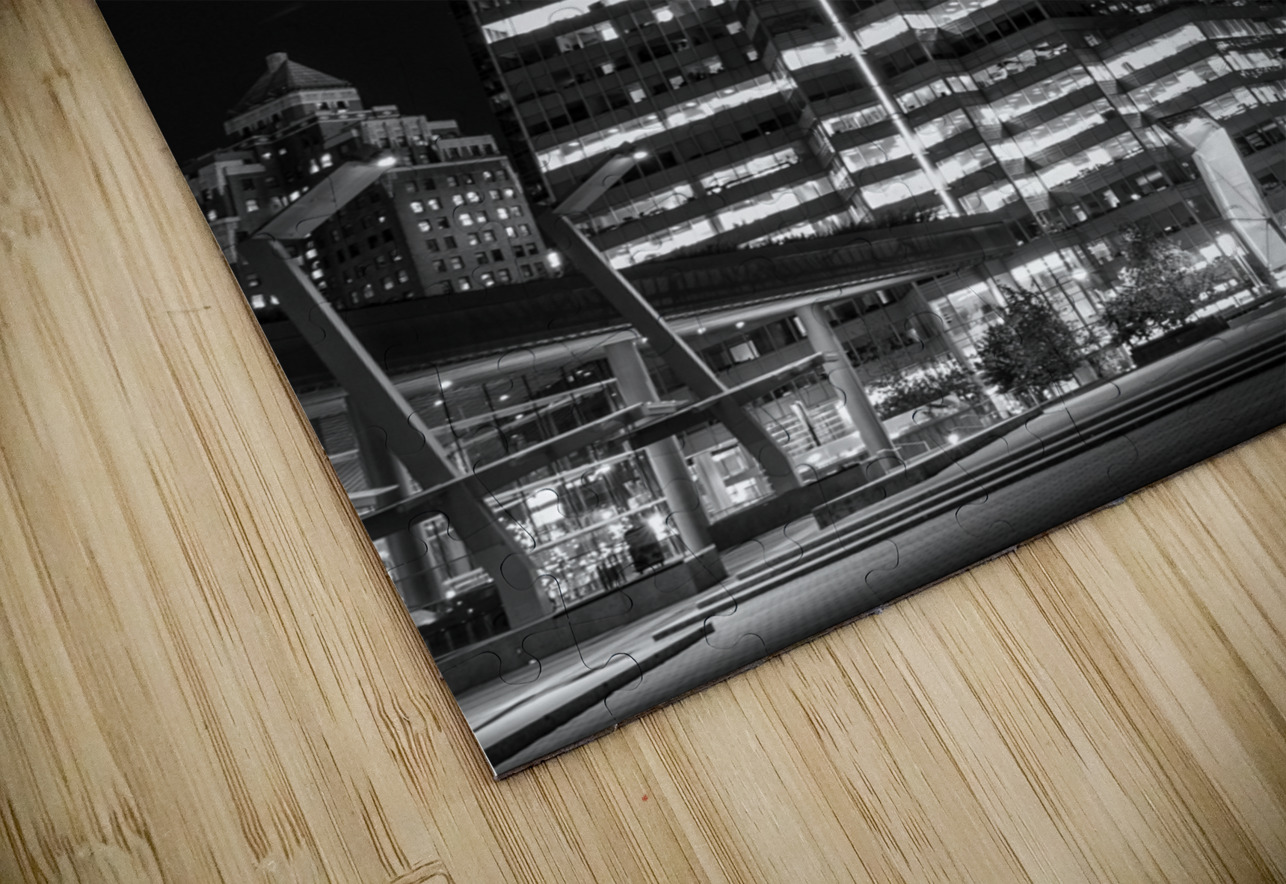 olympic cauldron poole plaza at night  vertical 2 Black And White Puzzle