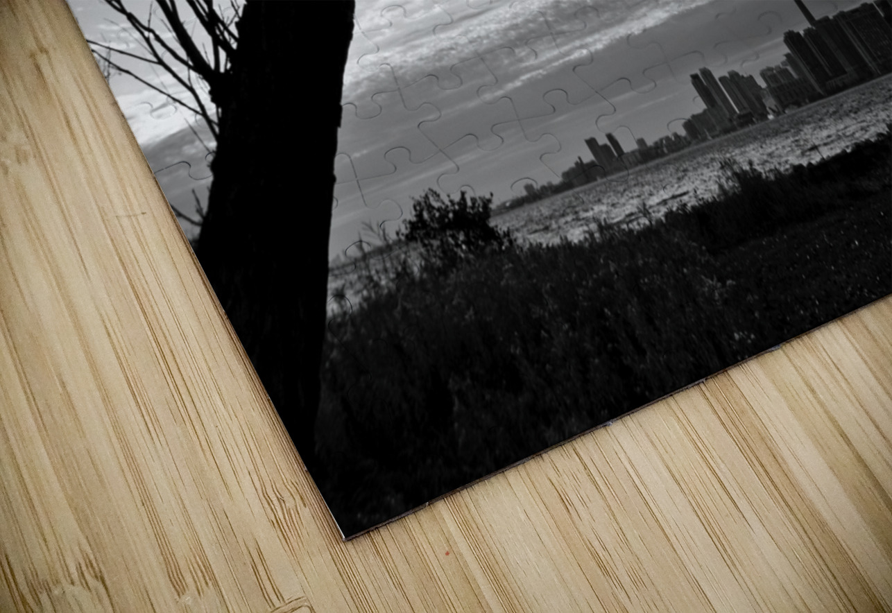 downtown toronto skyline from wards island  horiz Black And White Puzzle