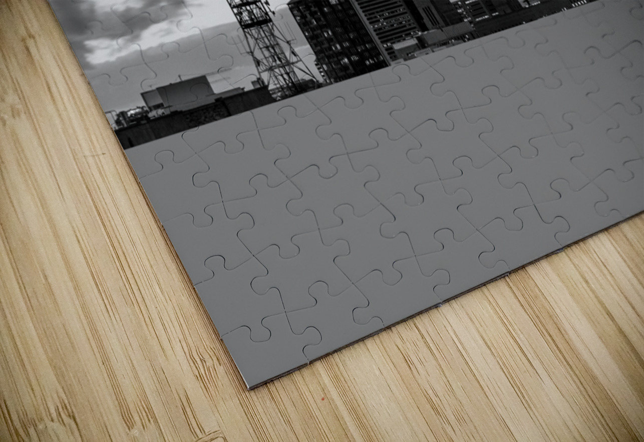 cape town south africa skyline at night  horizont Black And White Puzzle