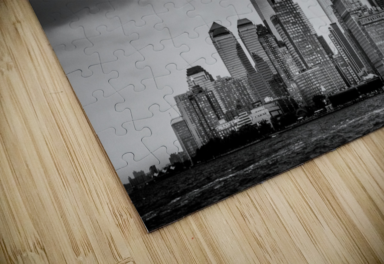 battery park lower manhattan skyline  horizontal Black And White Puzzle