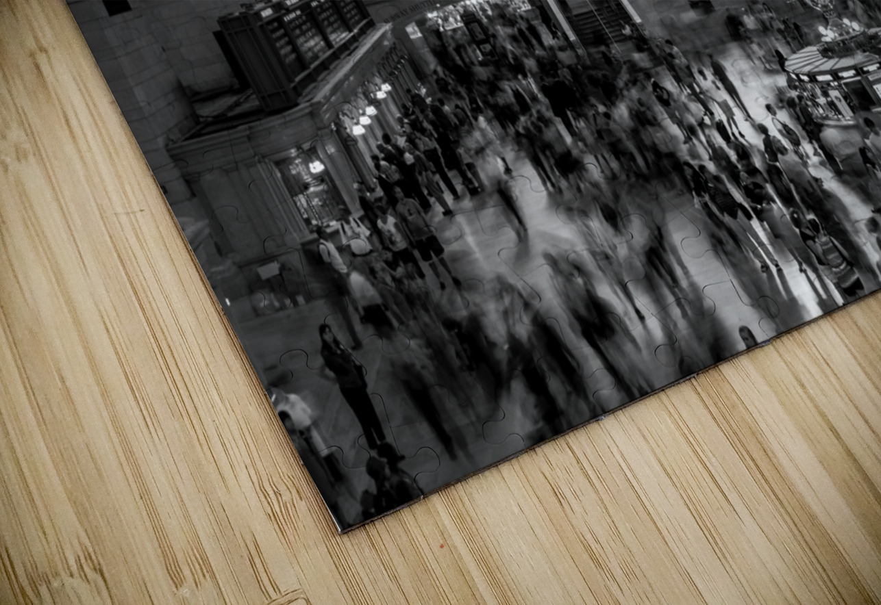 grand central terminal rush hour  horizontal 1493 Black And White Puzzle