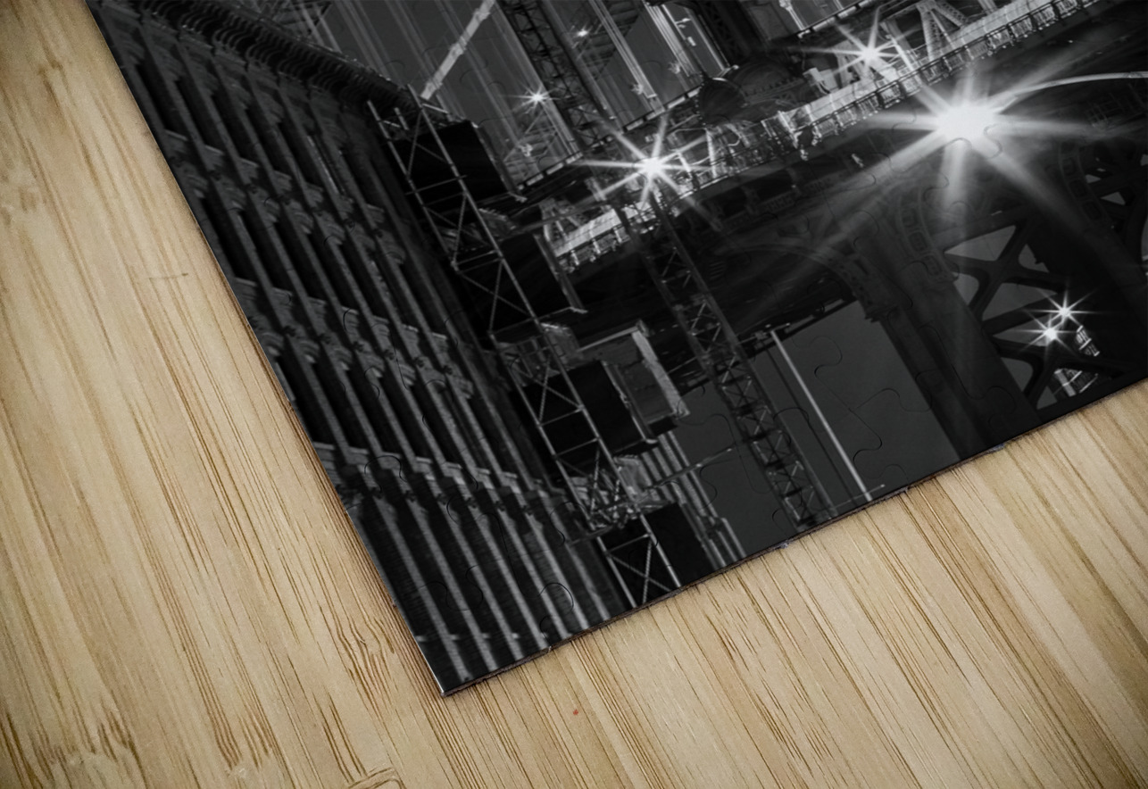 manhattan bridge washington street brooklyn  vert Black And White Puzzle