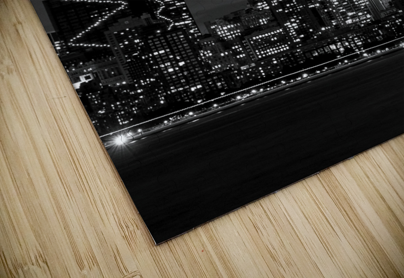 tribute in lights ground zero  vertical 1517 Vall Black And White Puzzle