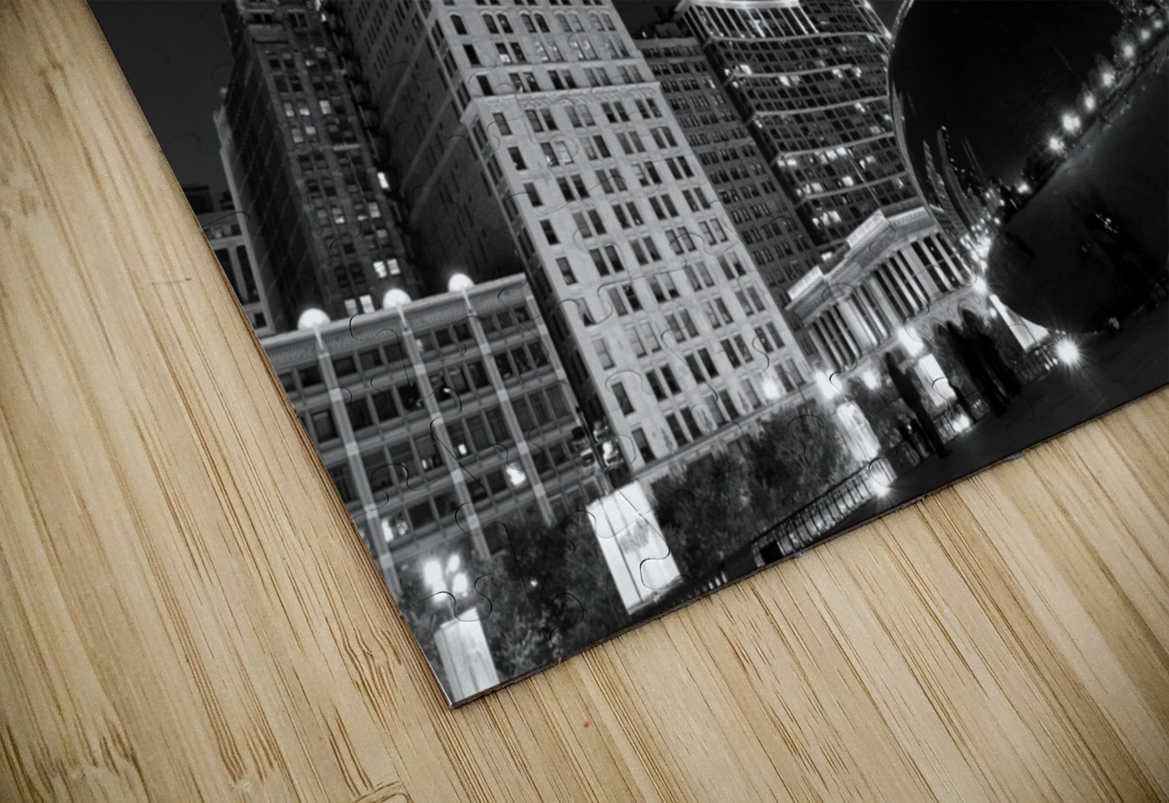cloud gate bean at night  horizontal 1189 Cloud 1 Black And White Puzzle