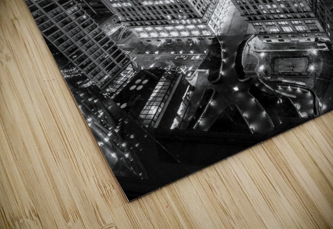 downtown chicago at night  vertical 2567 Deluxe 1 Black And White Puzzle