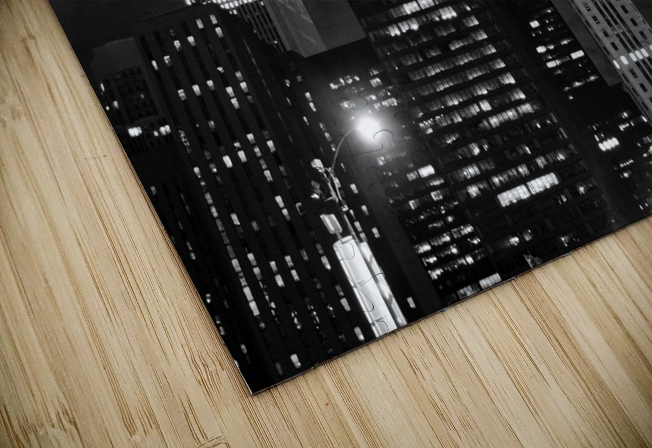 magnificent mile at night  horizontal 73 Michigan Black And White Puzzle