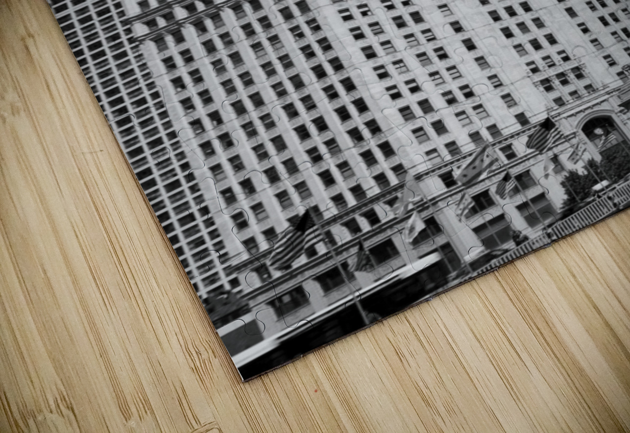 magnificent michigan avenue tribune wrigley build Black And White Puzzle