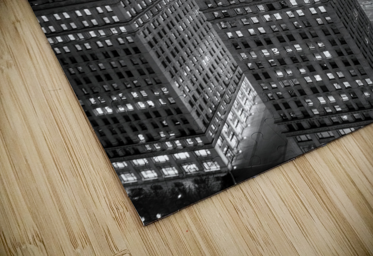 view from trum chicago at night  vertical 2570 Ki Black And White Puzzle