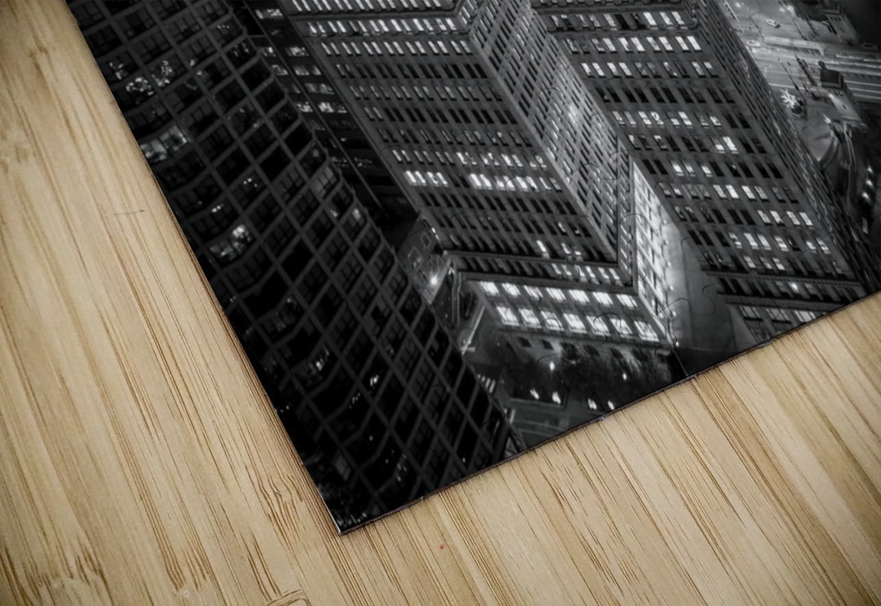 view from trum chicago at night  horizontal 2570 Black And White Puzzle