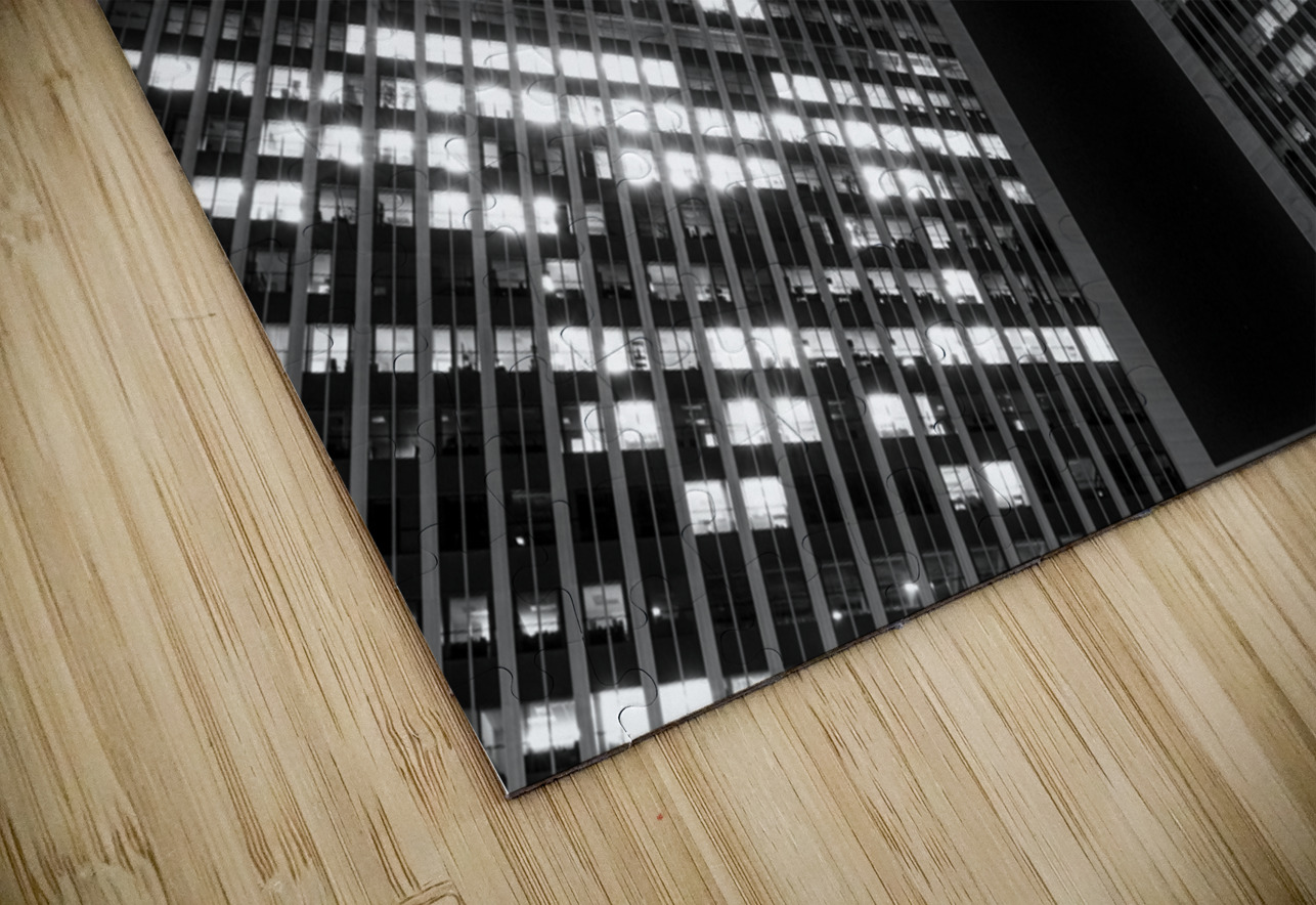 century city towers at night  horizontal 2591 Cen Black And White Puzzle