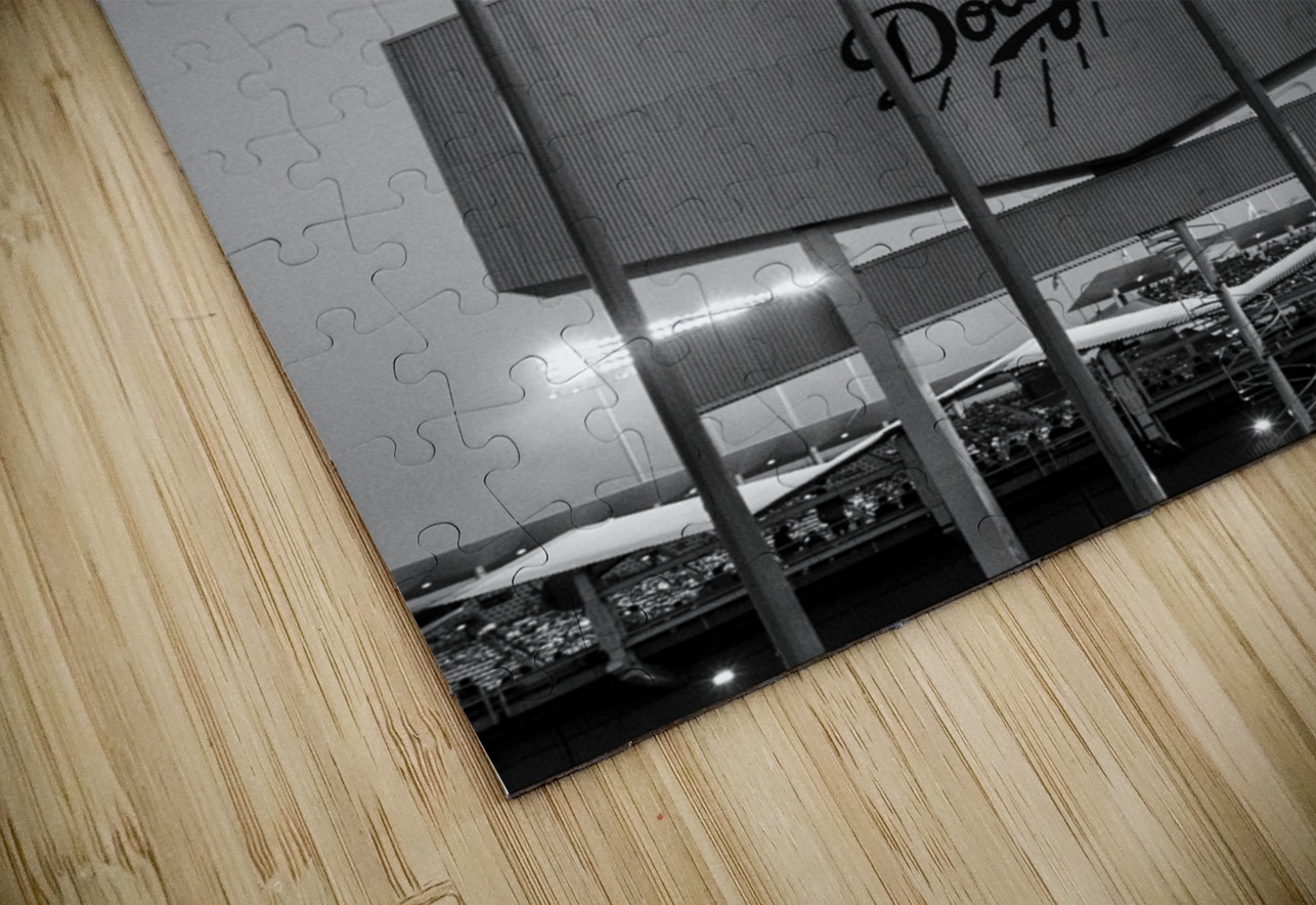 back of dodger stadium scoreboard  vertical 2170 Black And White Puzzle