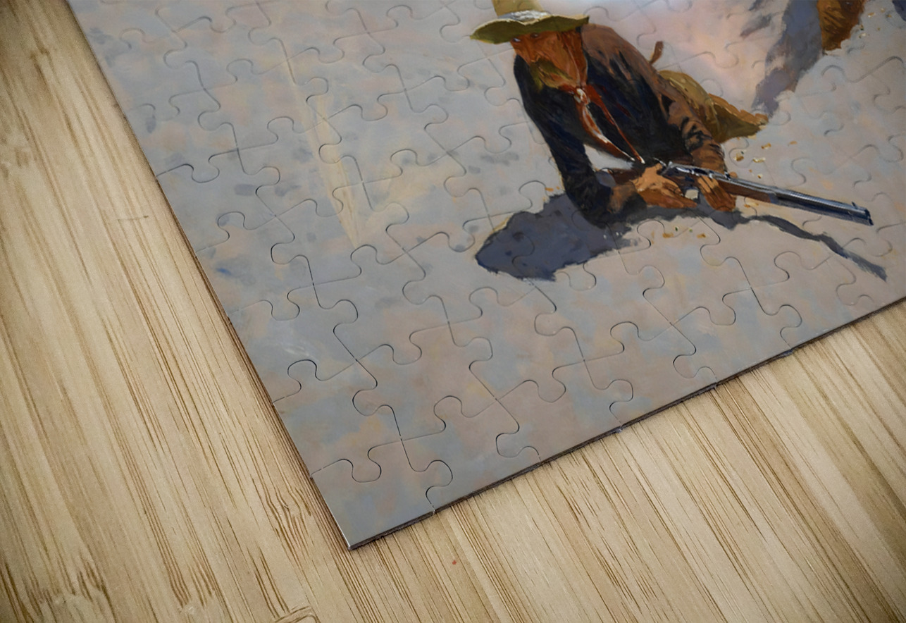 frederic remington watering hole western art Row One Brand Puzzle