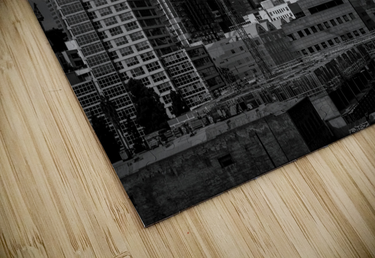 los angeles skyline fashion district  horizontal Black And White Puzzle