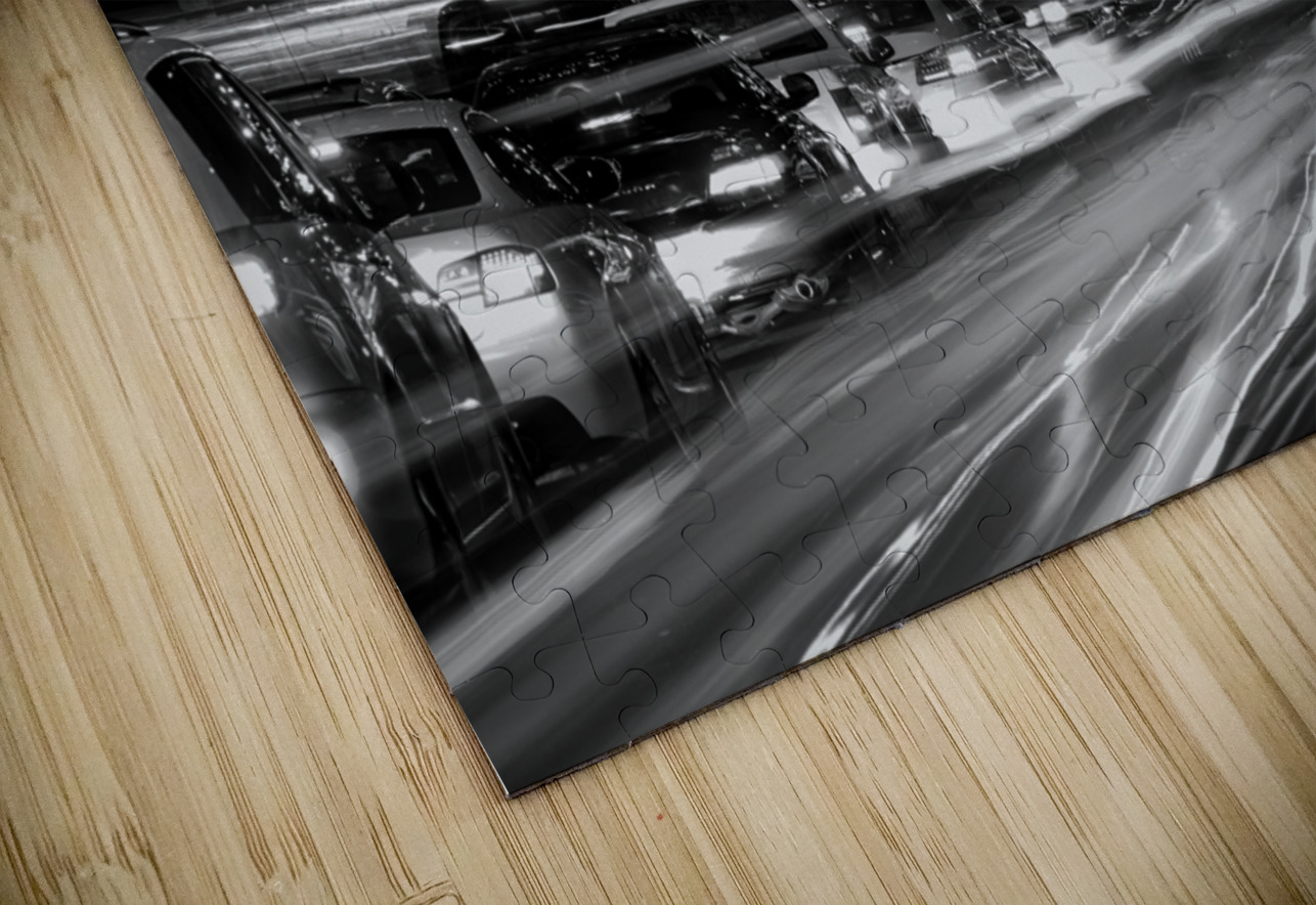 rush hour traffic on wilshire boulevard  horizont Black And White Puzzle