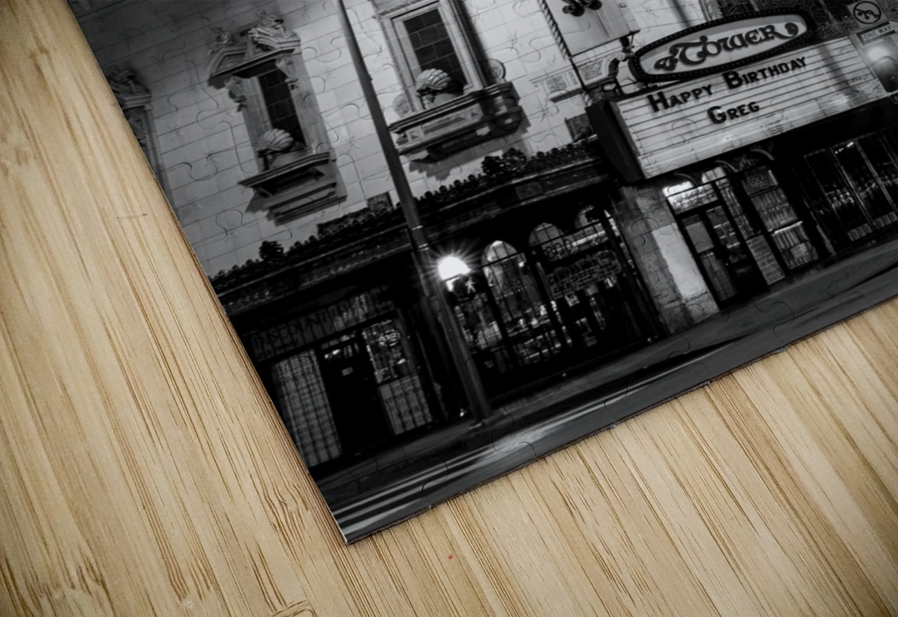 tower theater at night  vertical 4511 Greg 13k.jp Black And White Puzzle