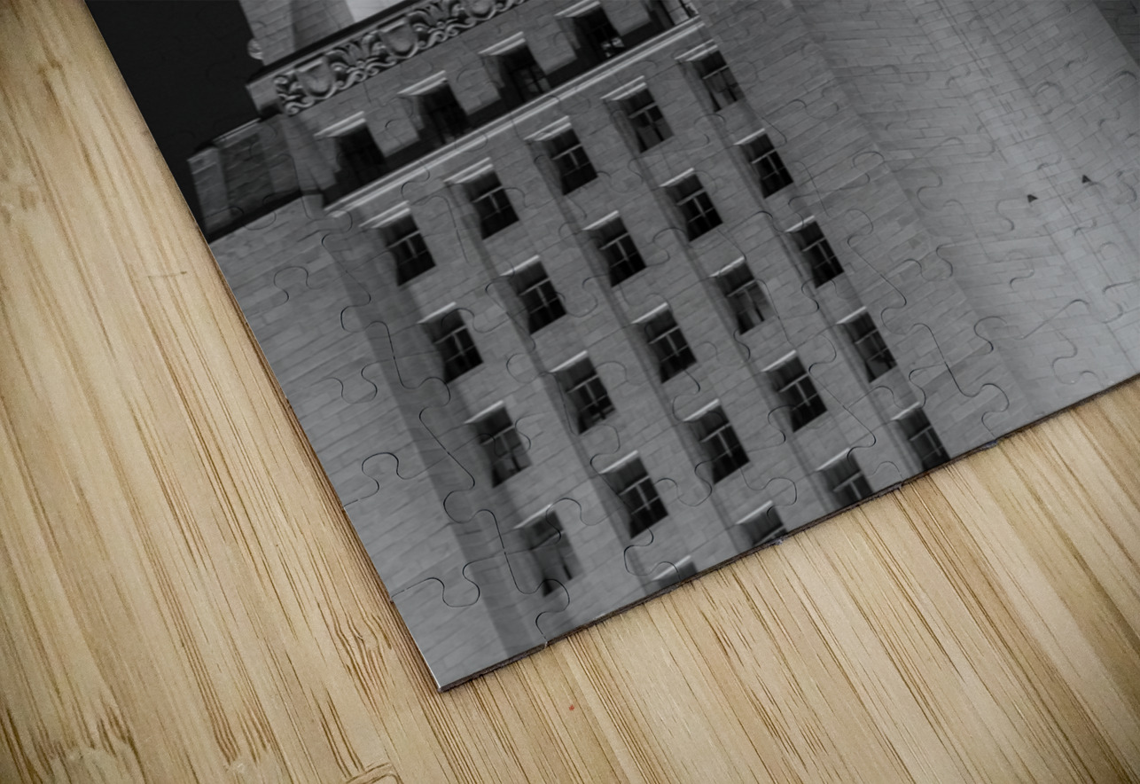 top of los angeles city hall  vertical 2190 Pinna Black And White Puzzle