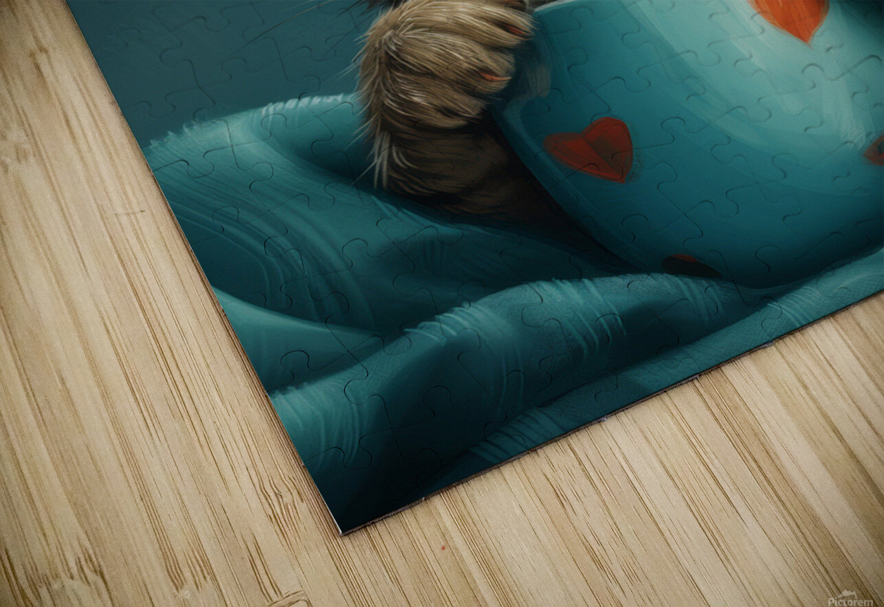 Cute Grey Tabby Cat with a Coffee Cup Anne Laure GOUPIL Puzzle