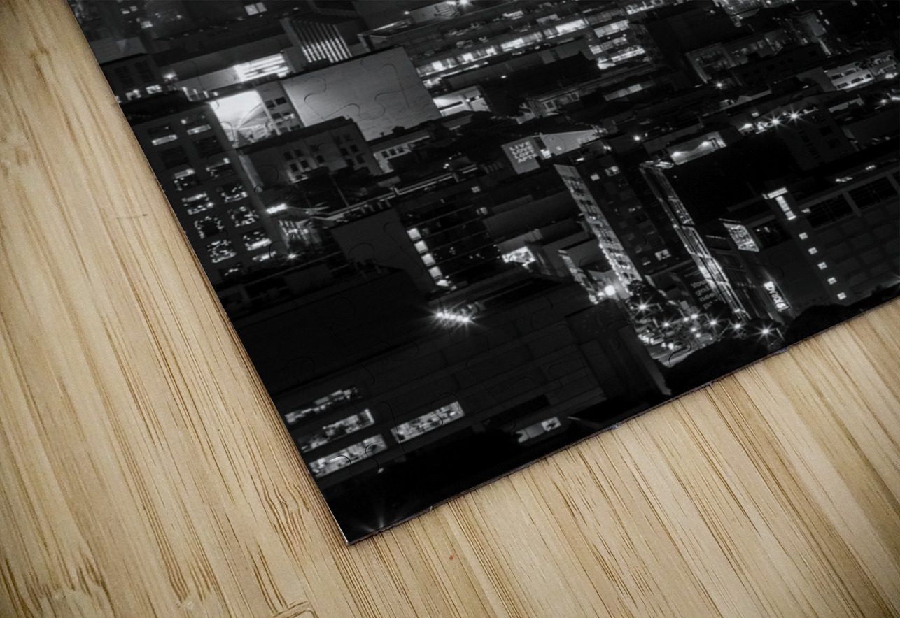 fully illuminated bay bridge night  vertical 2941 Black And White Puzzle