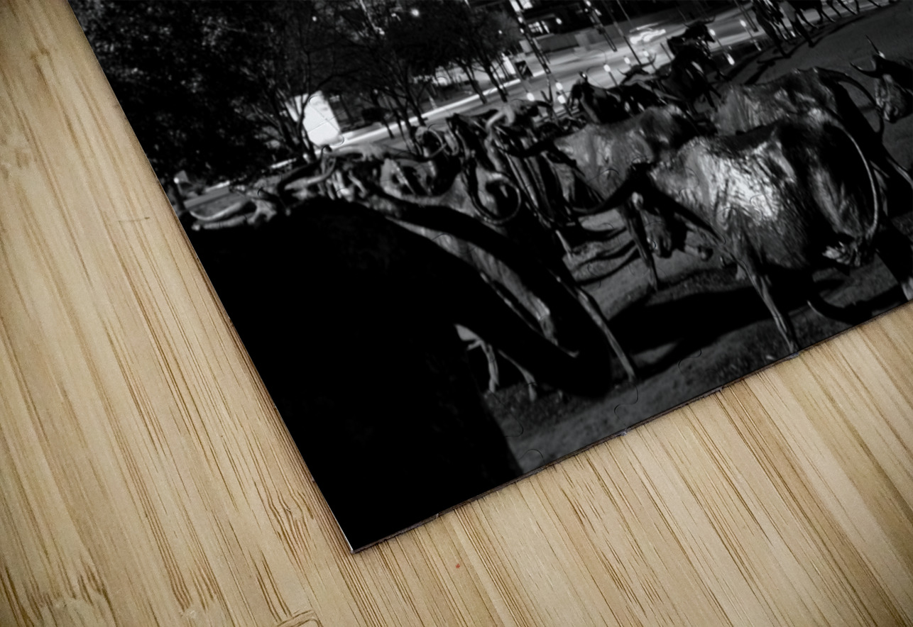 bronze cattle drive  horizontal 2118 Drive 13k.jp Black And White Puzzle