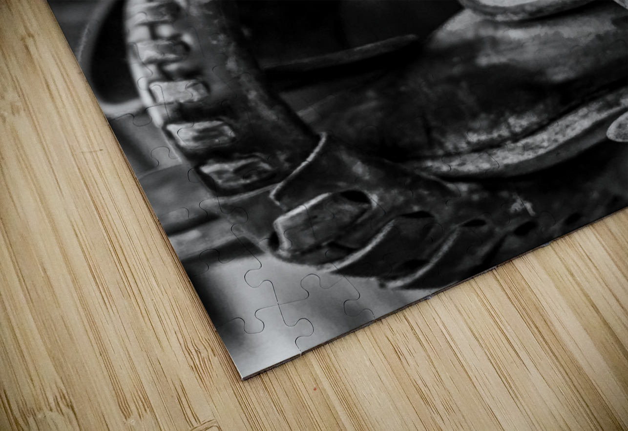 texas cowboy boot in stirrup  vertical 818 Stirru Black And White Puzzle