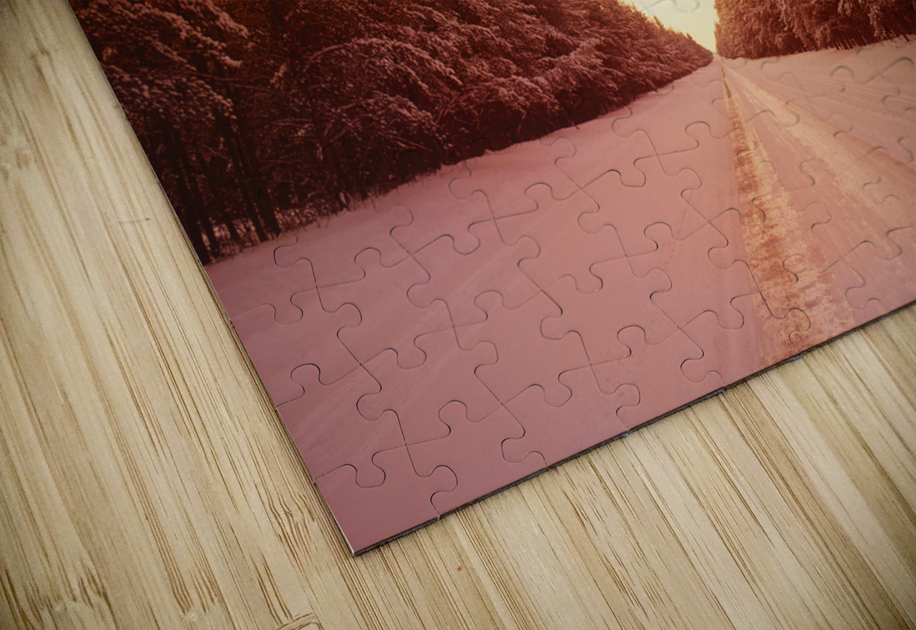 Winter Road Through Pine Forest Dave Reede Photohgraphy Puzzle