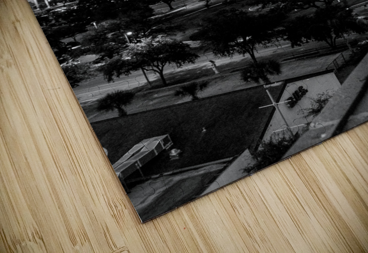 downtown houston tx skyline  vertical 3271 Amex 1 Black And White Puzzle