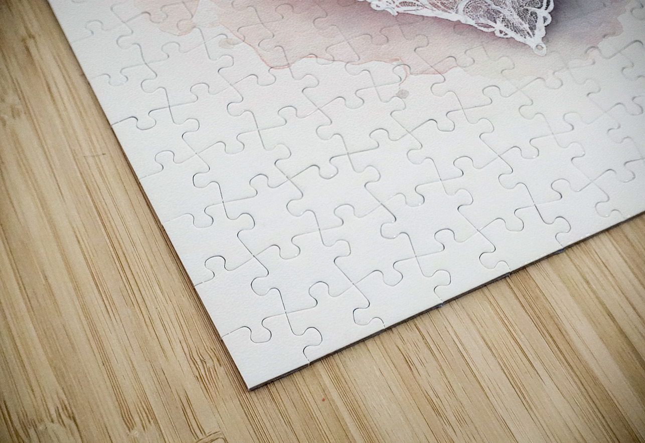 QLR 0025 – Lace Pink Petal Watercolor Heart Masterwork Reimagined Puzzle