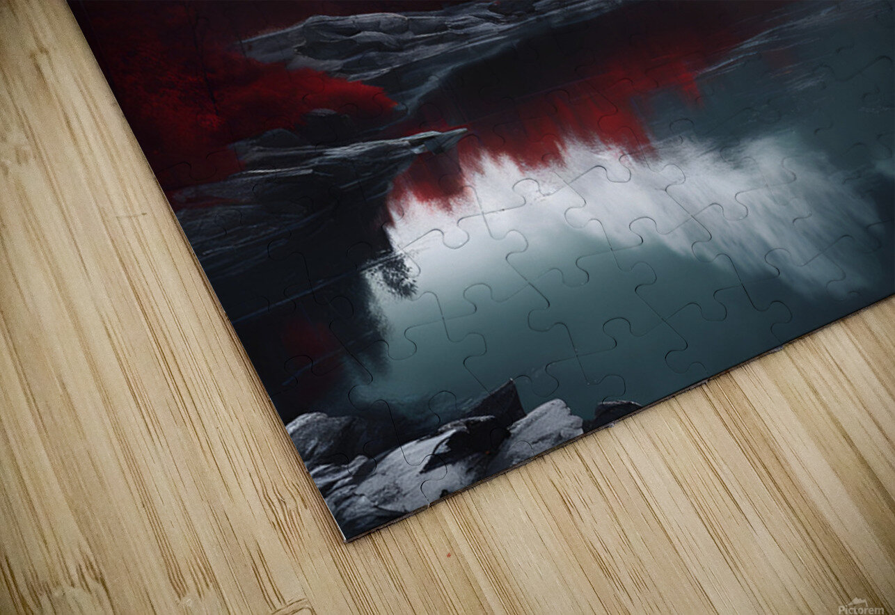 Red woods and white snowy mountain Salah Puzzle