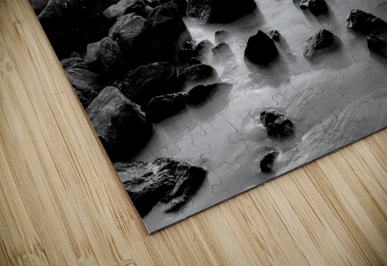 Destin Rock Jetty Smooth Sunset Grayscale Jennifer White Puzzle