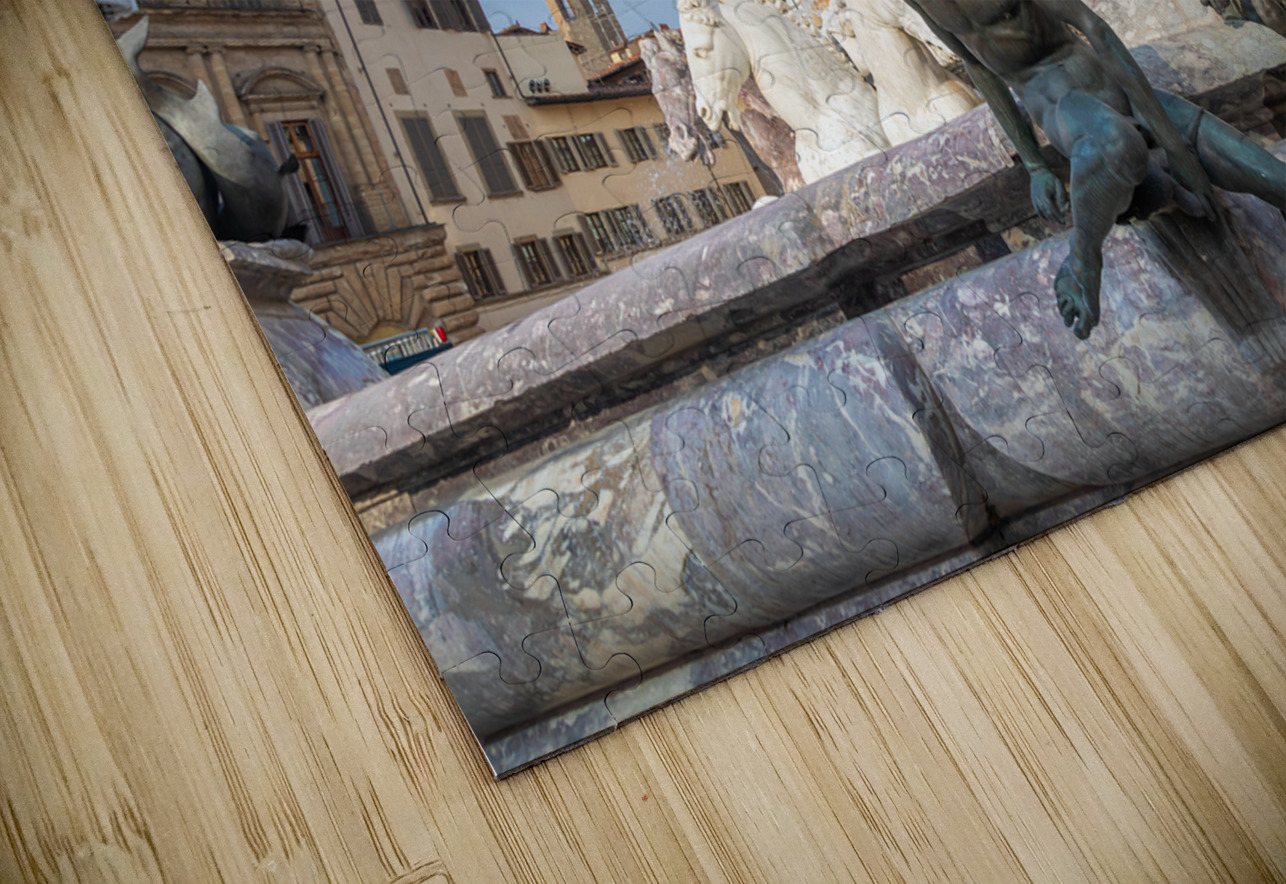 Florence Italy - Neptune Fountain. Marble sculpture Renaissanc Paolo Modena Puzzle